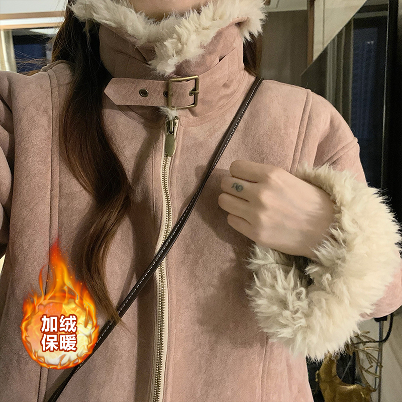 Pink tops thick thermal jacket for women