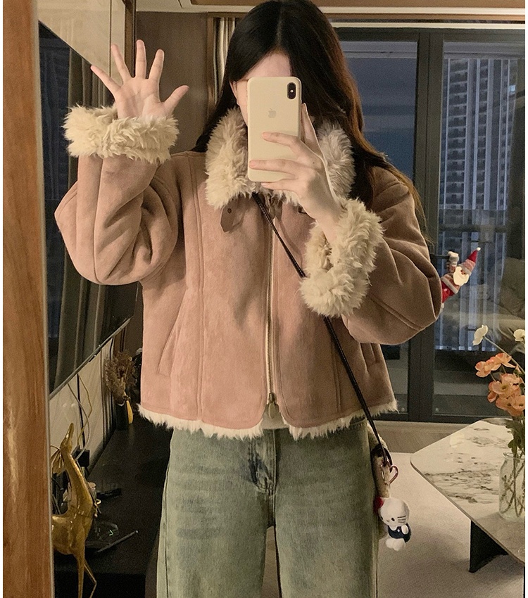 Pink tops thick thermal jacket for women