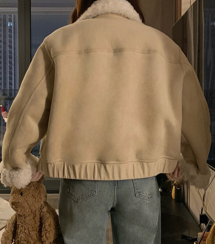 Autumn and winter plus velvet thermal suede coat for women