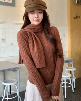 Casual all-match colors tops long sleeve slim knitted sweater