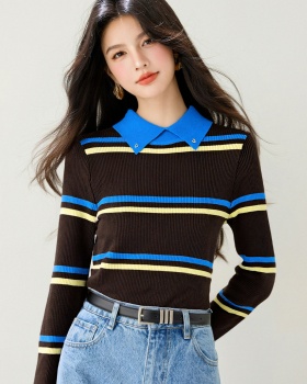 Lapel Western style Casual show young tops for women