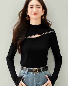 Hollow slim bottoming shirt long sleeve sweater