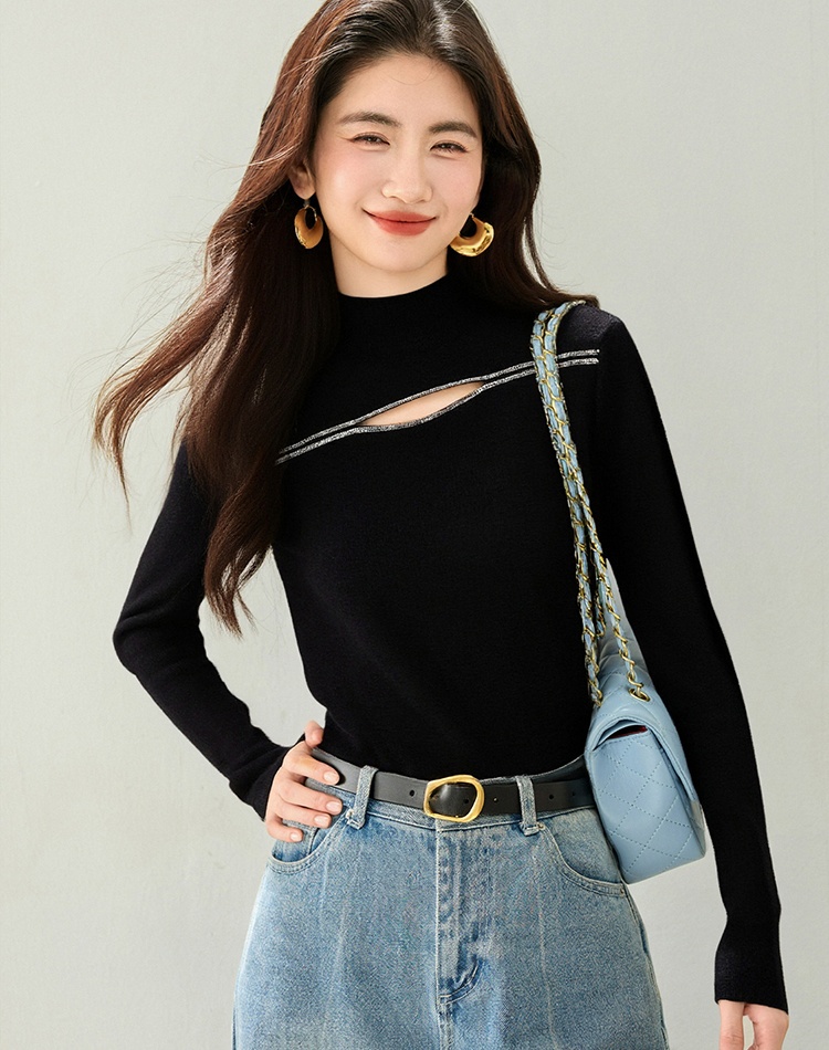 Hollow slim bottoming shirt long sleeve sweater