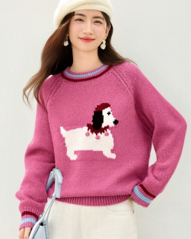 Autumn and winter loose tops puppy sweater for women