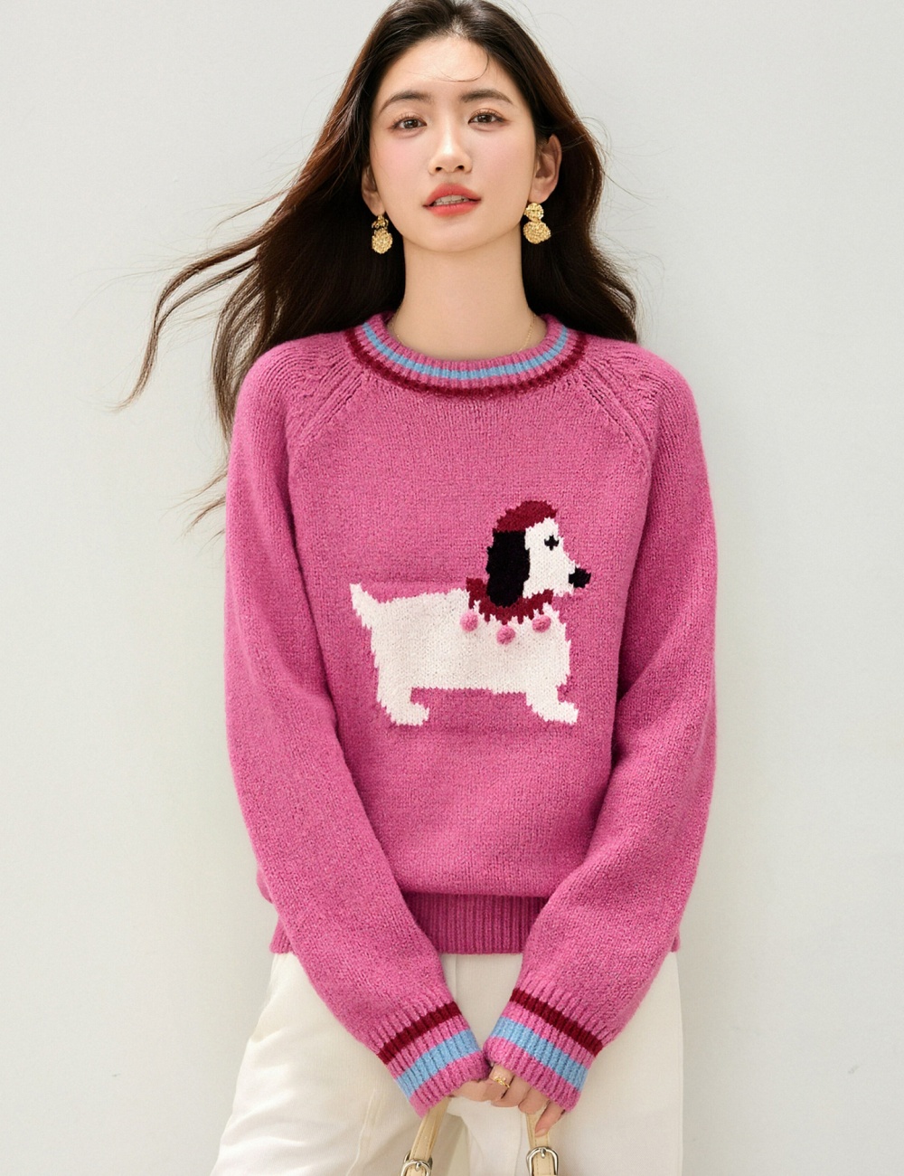 Autumn and winter loose tops puppy sweater for women