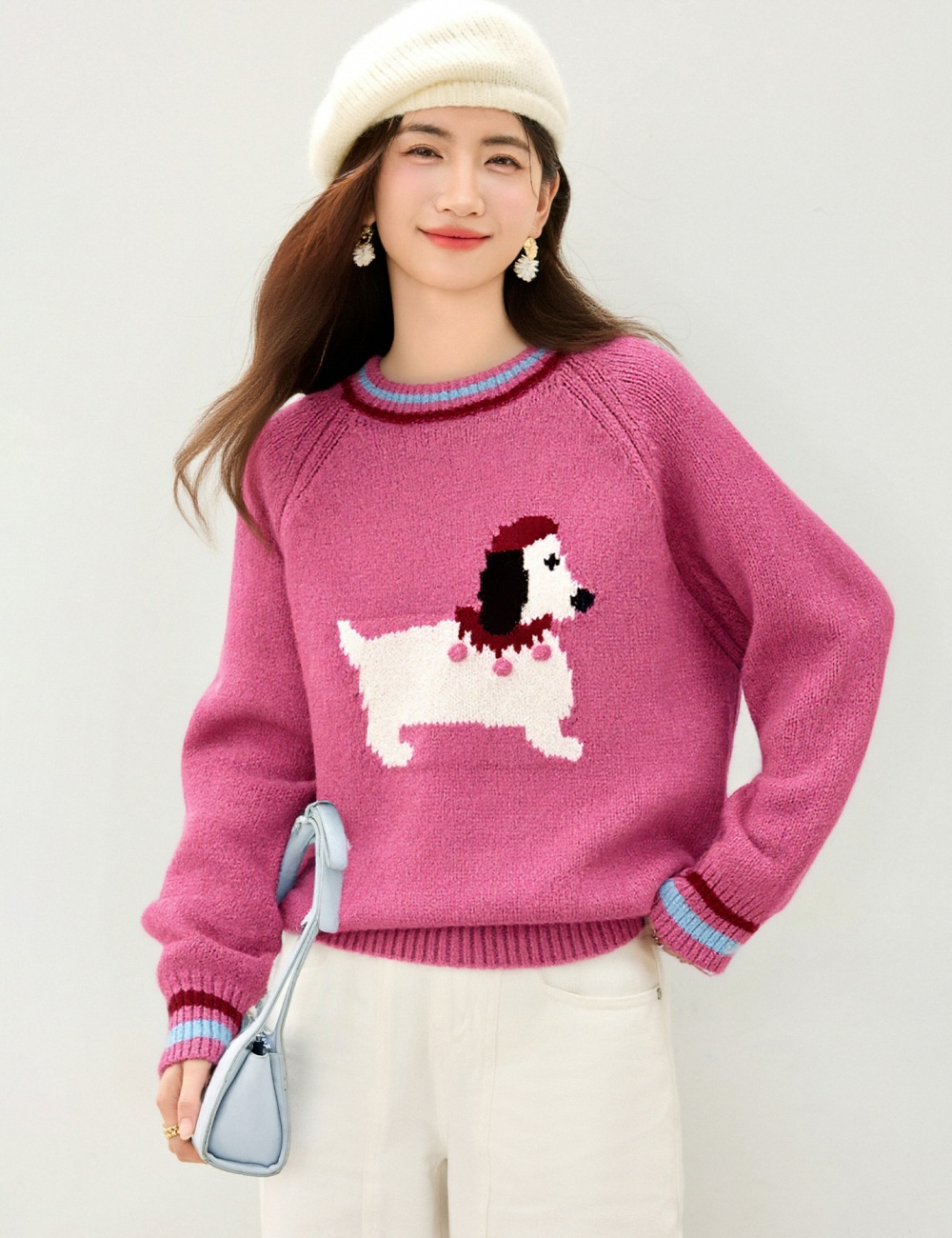 Autumn and winter loose tops puppy sweater for women