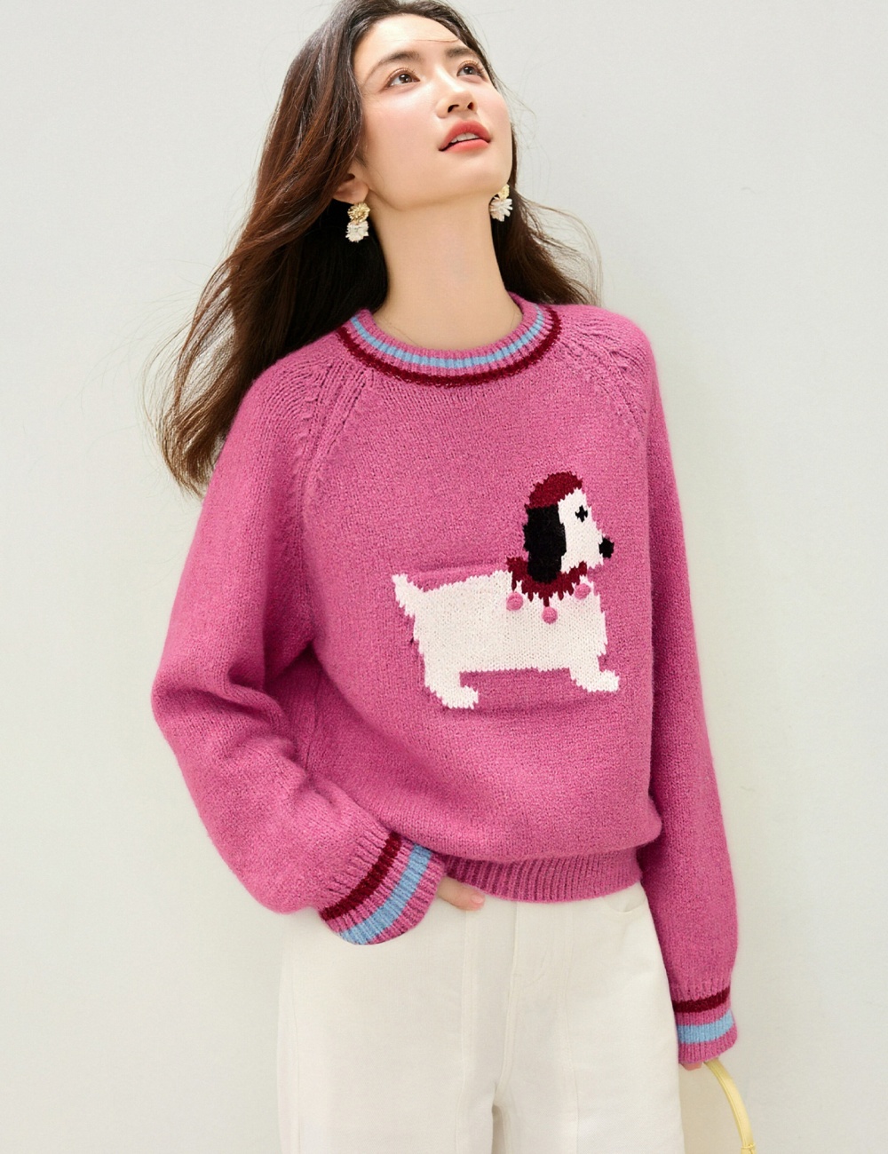 Autumn and winter loose tops puppy sweater for women