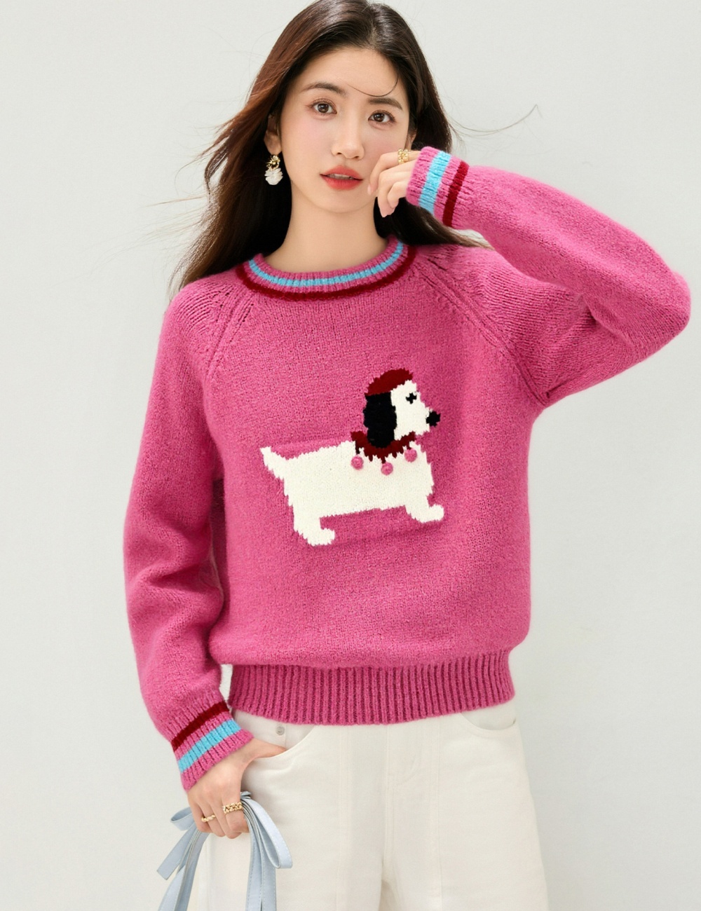 Autumn and winter loose tops puppy sweater for women