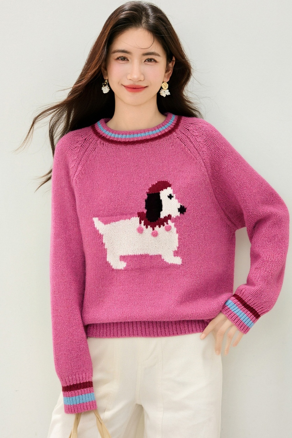 Autumn and winter loose tops puppy sweater for women