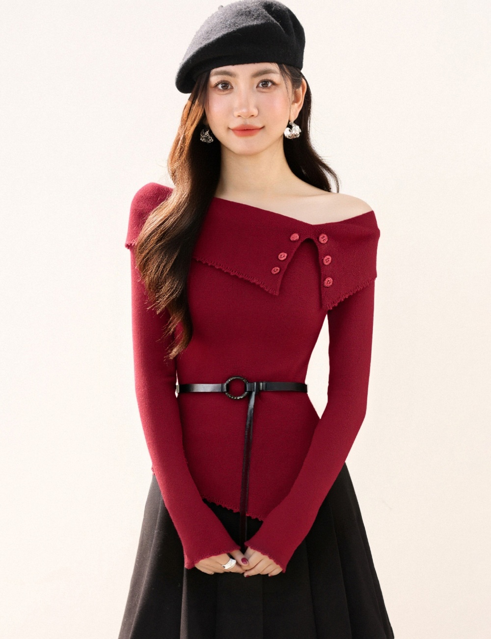 Long sleeve slim tops enticement bottoming shirt