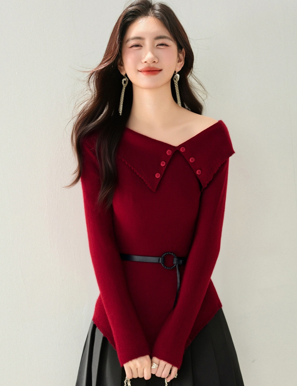 Long sleeve slim tops enticement bottoming shirt