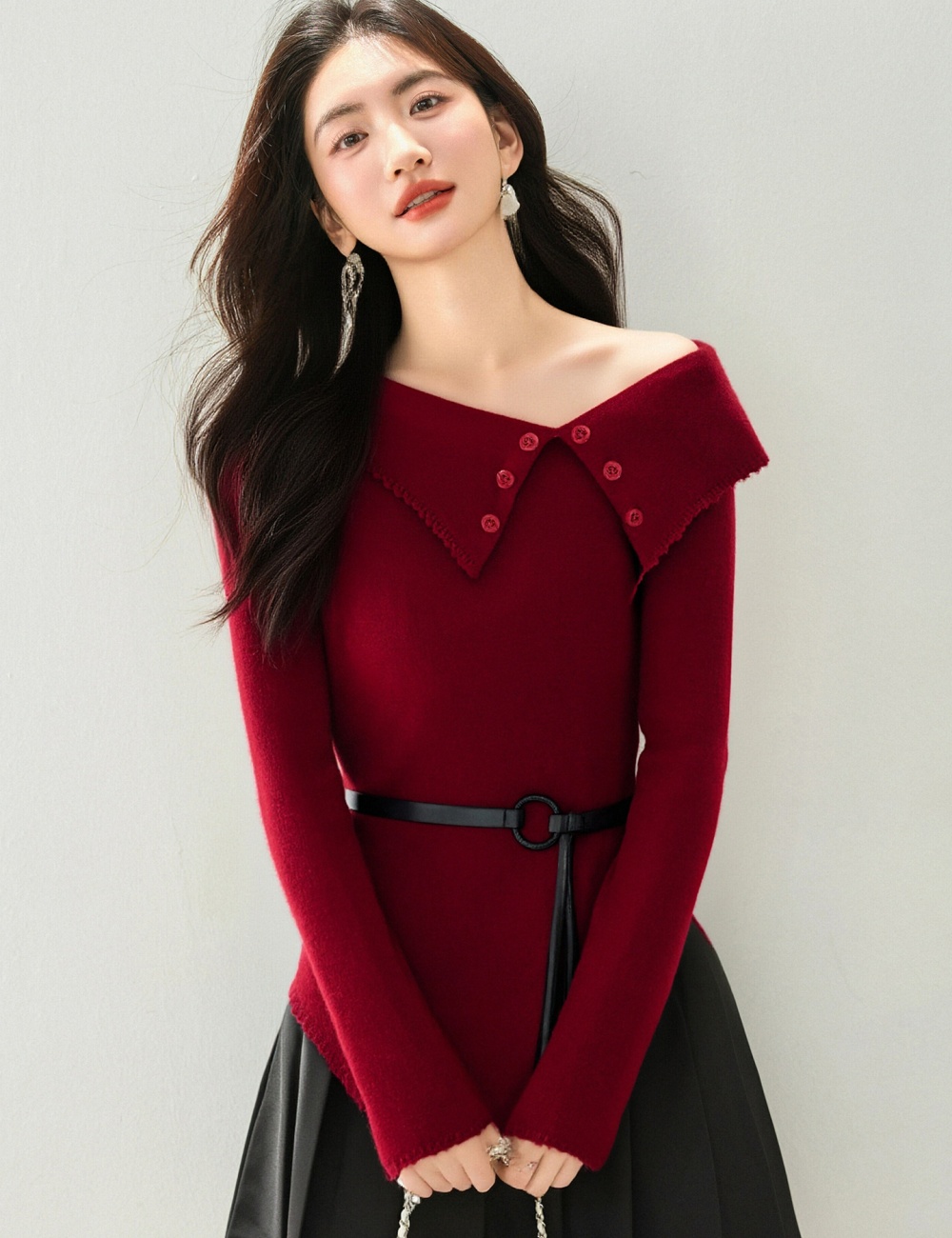 Long sleeve slim tops enticement bottoming shirt