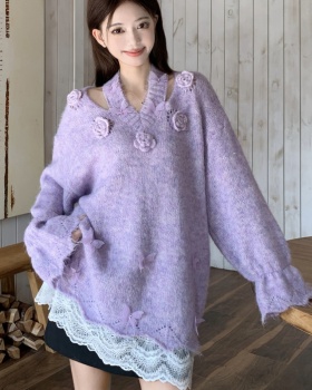 Large yard lazy sweater mohair tops for women
