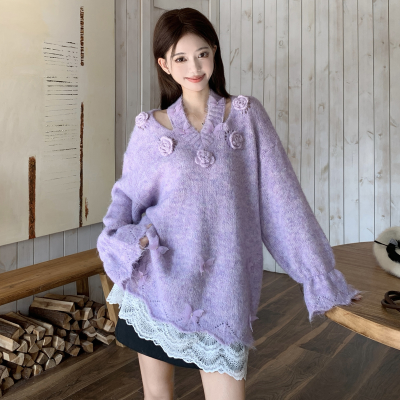 Large yard lazy sweater mohair tops for women