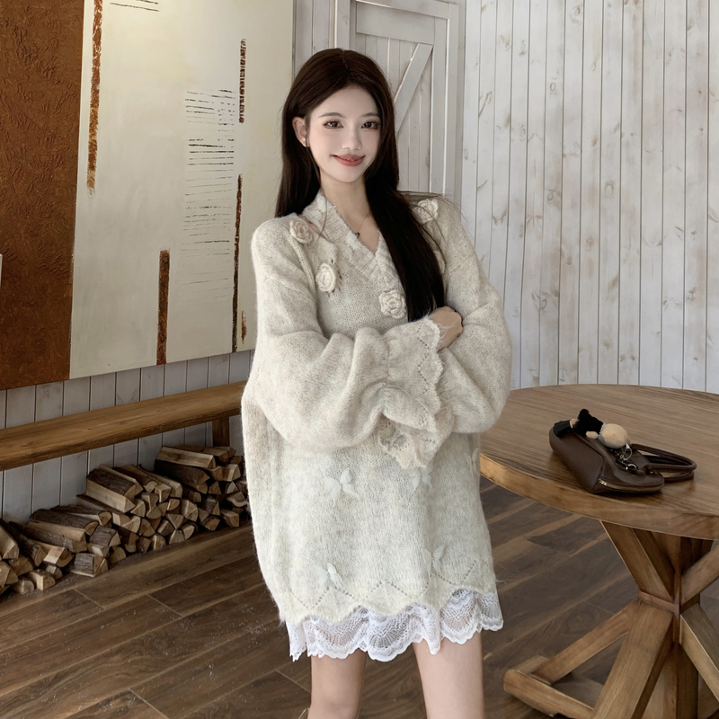 Large yard lazy sweater mohair tops for women