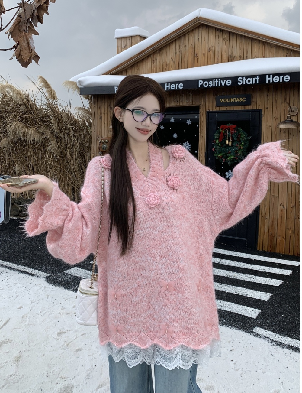 Large yard lazy sweater mohair tops for women