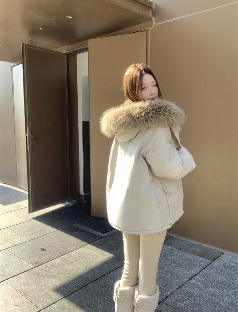 Slim autumn and winter parka fur collar removable coat