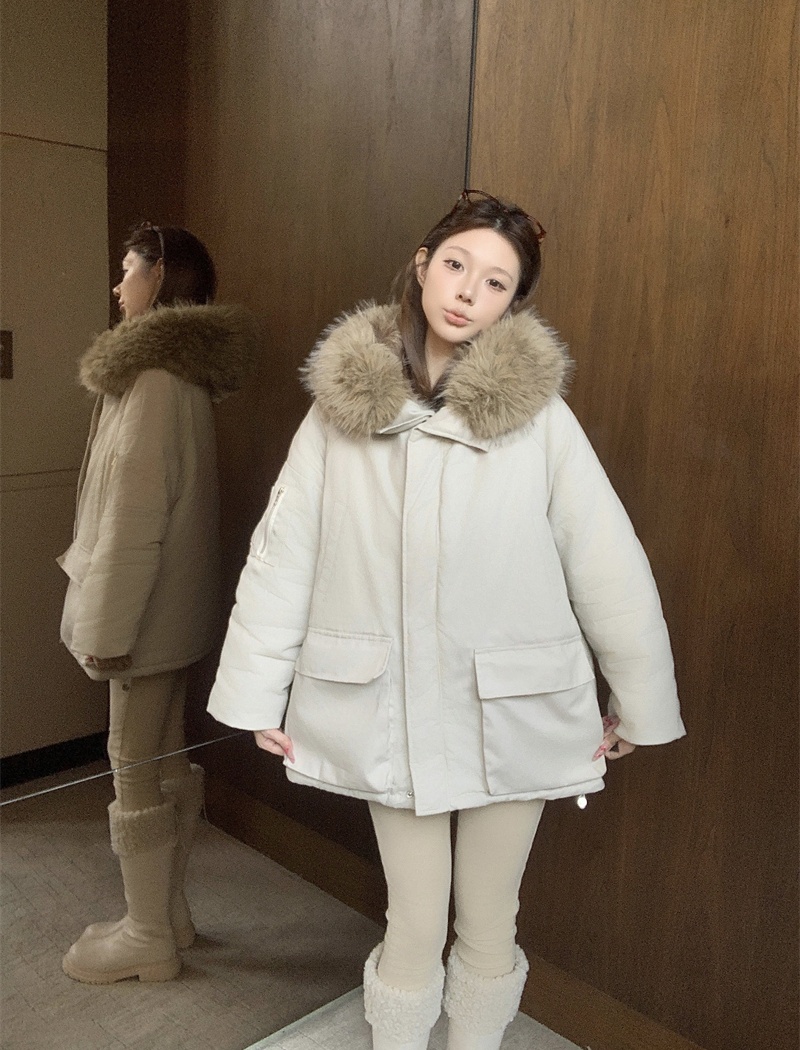 Slim autumn and winter parka fur collar removable coat