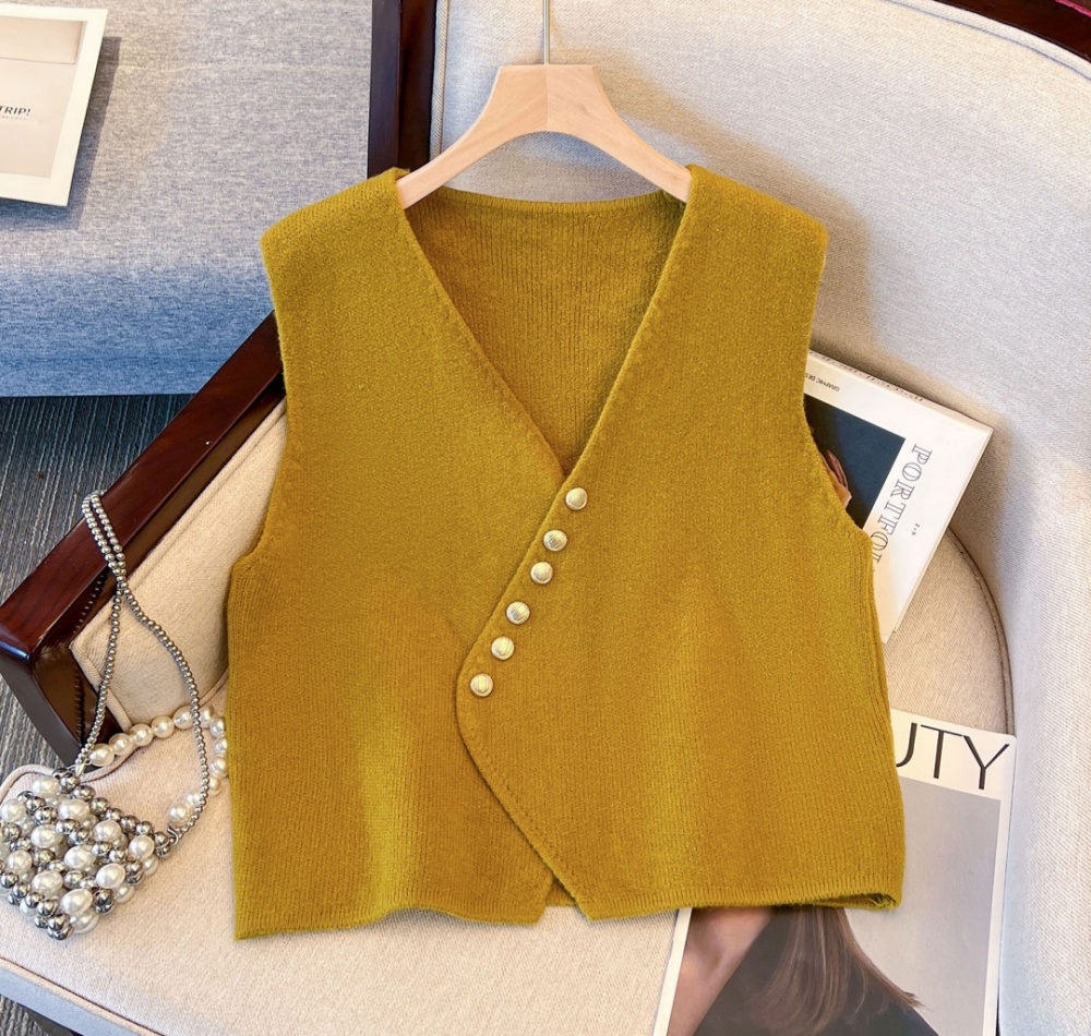 Autumn and winter vest breasted sweater for women