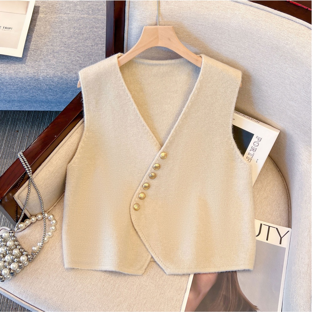 Autumn and winter vest breasted sweater for women