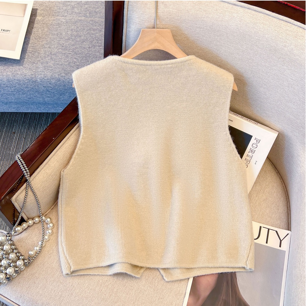 Autumn and winter vest breasted sweater for women