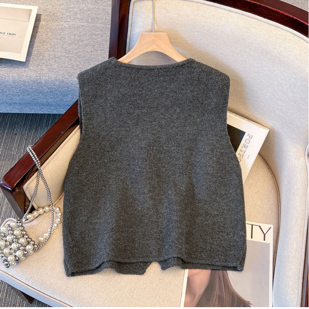 Autumn and winter vest breasted sweater for women