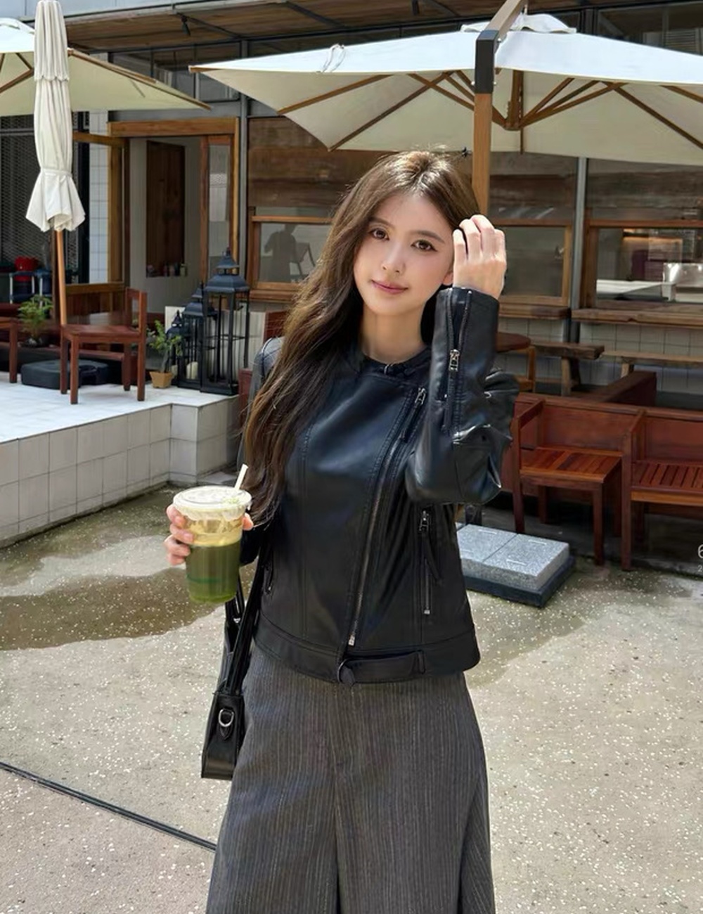 Cstand collar American style PU wallet locomotive short tops