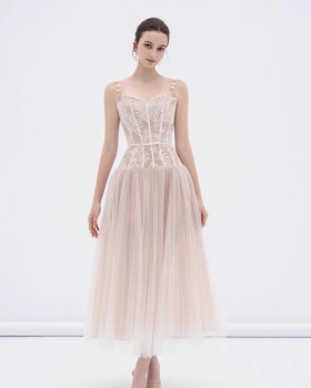 Sling temperament chiffon long dress ladies lace niche dress