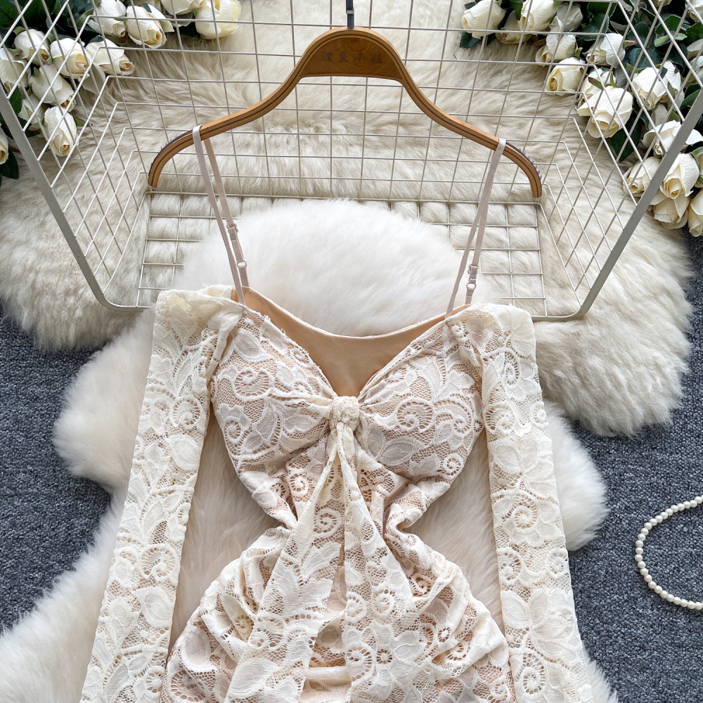 Long sleeve pinched waist package hip dress for women