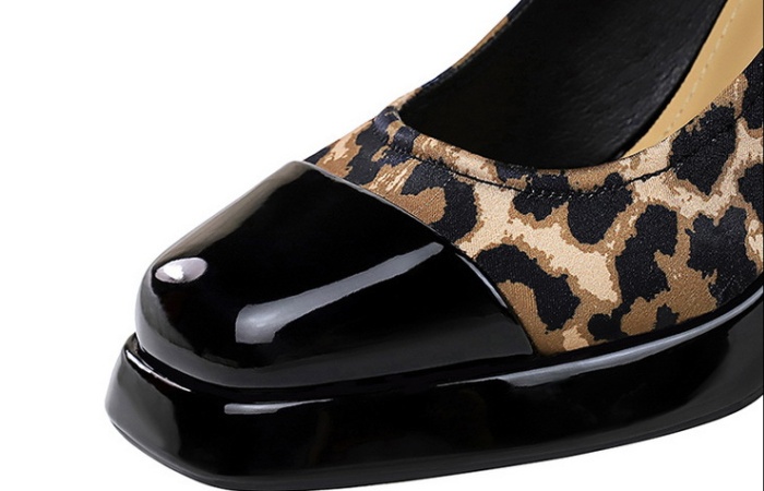 High-heeled mixed colors platform square head shoes for women