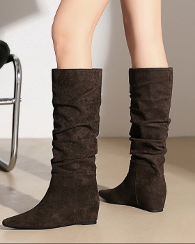 Not exceed knee pointed boots slim retro thigh boots for women