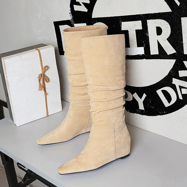 Not exceed knee pointed boots slim retro thigh boots for women