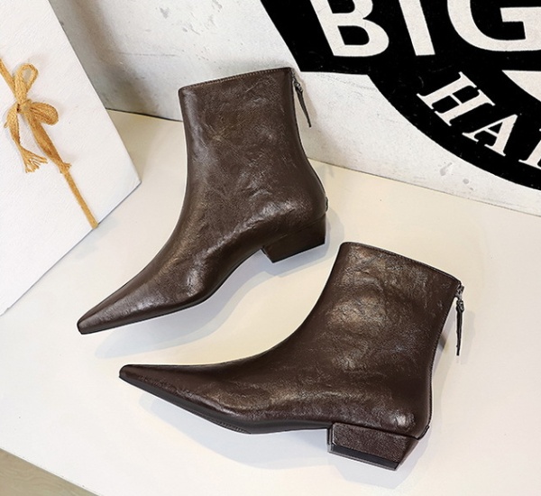 Retro boots pointed short boots for women