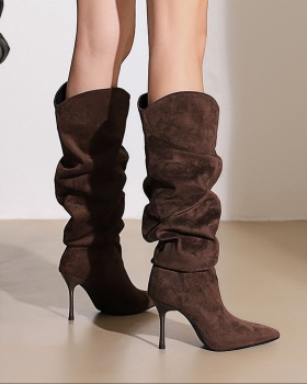 Fold thigh boots fine-root boots for women