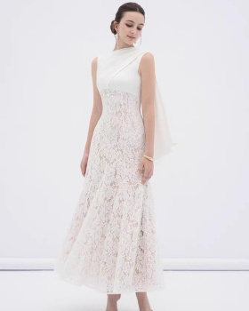 Lace temperament long dress sleeveless niche dress