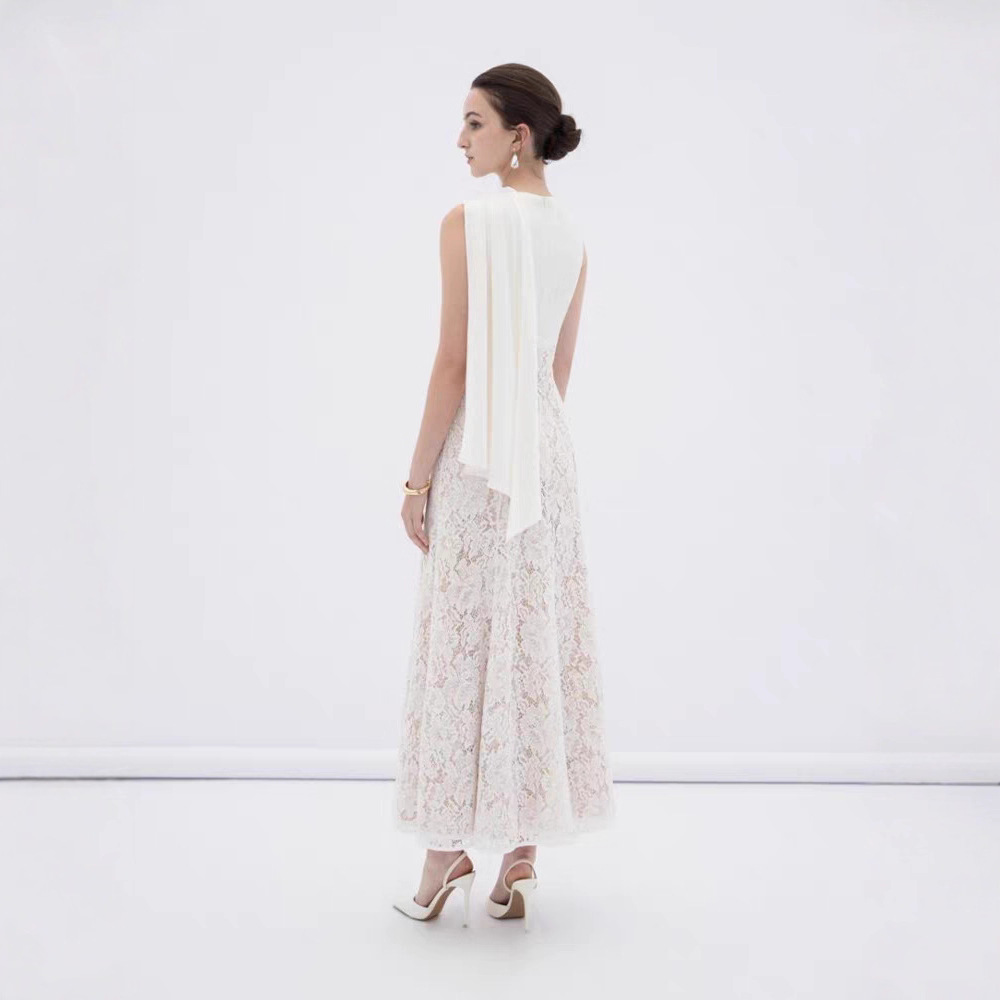 Lace temperament long dress sleeveless niche dress