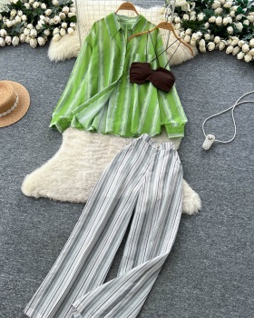 Wide leg vest Casual long pants 3pcs set for women