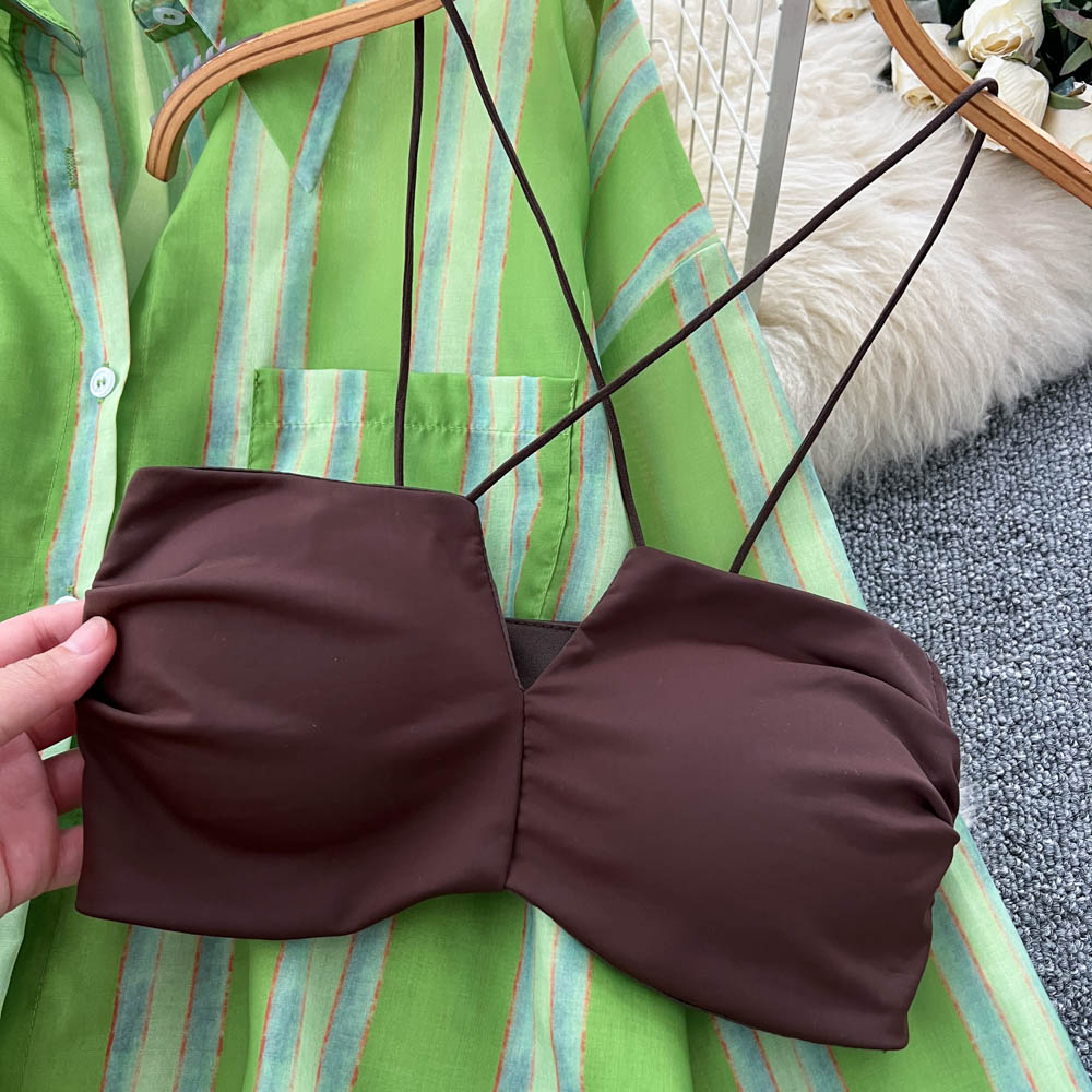 Wide leg vest Casual long pants 3pcs set for women