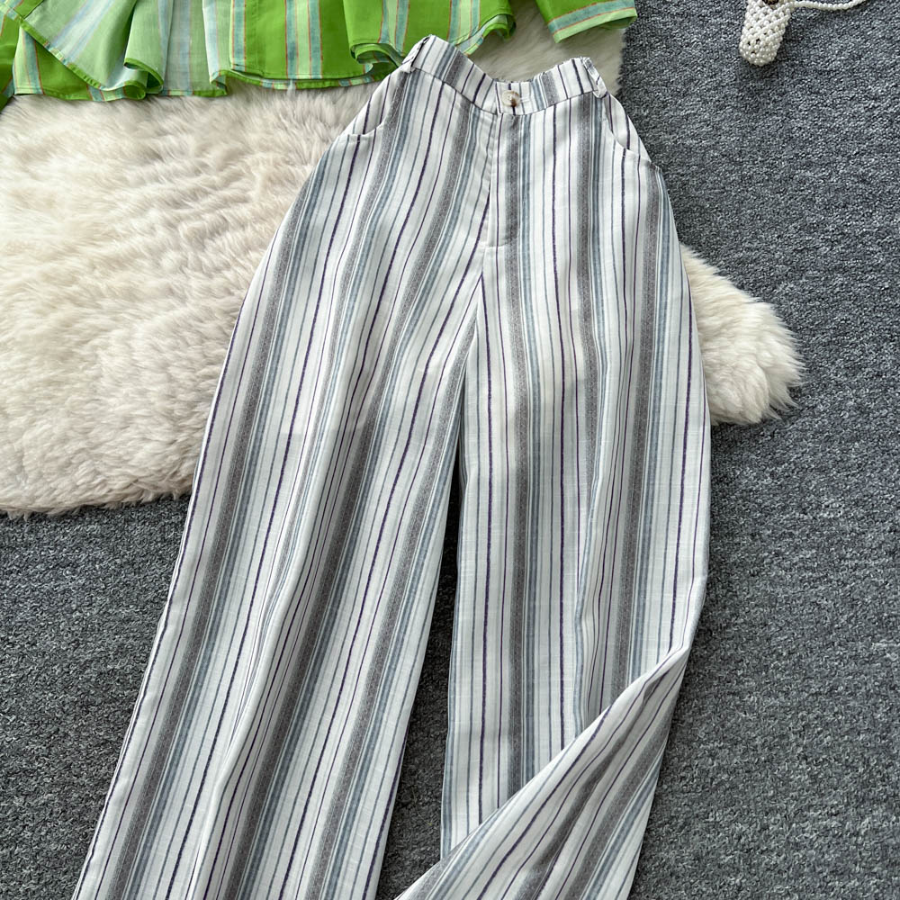 Wide leg vest Casual long pants 3pcs set for women