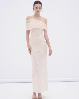 Light luxury pinched waist dress temperament lace long dress