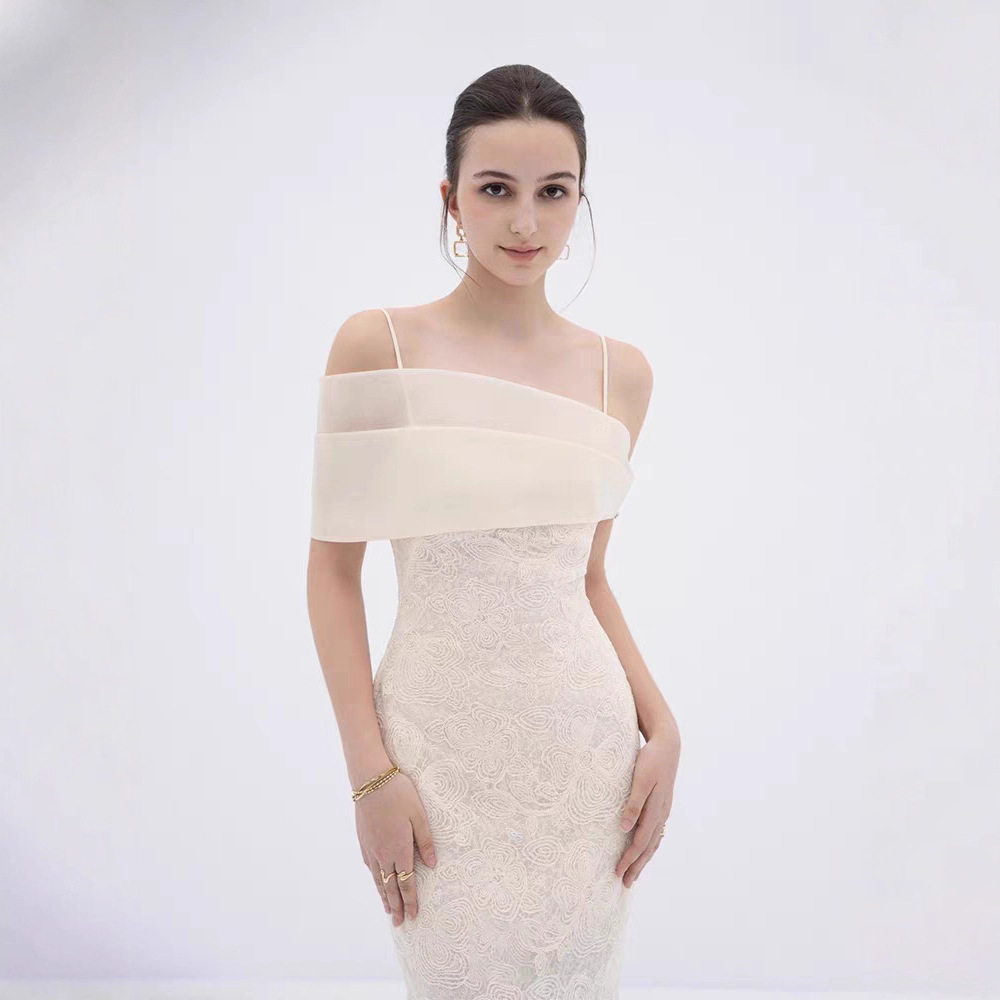 Light luxury pinched waist dress temperament lace long dress