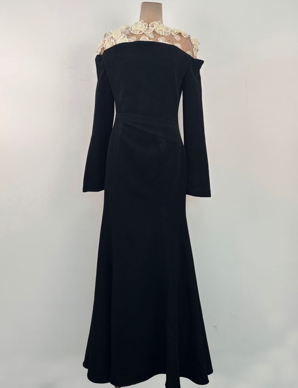 Flowers long dress pinched waist evening dress