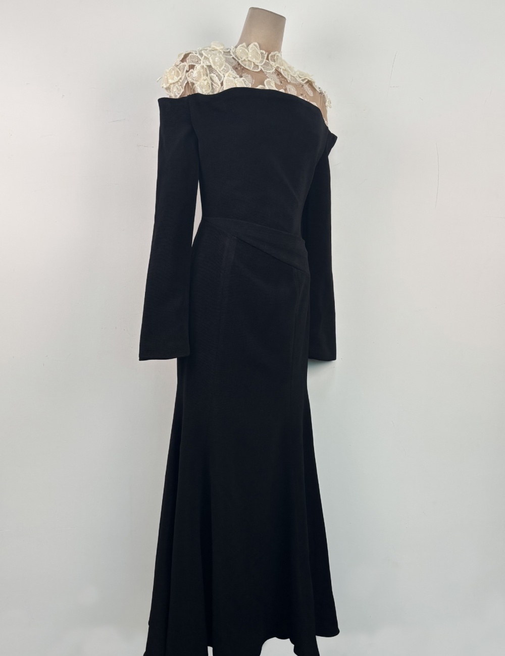 Flowers long dress pinched waist evening dress