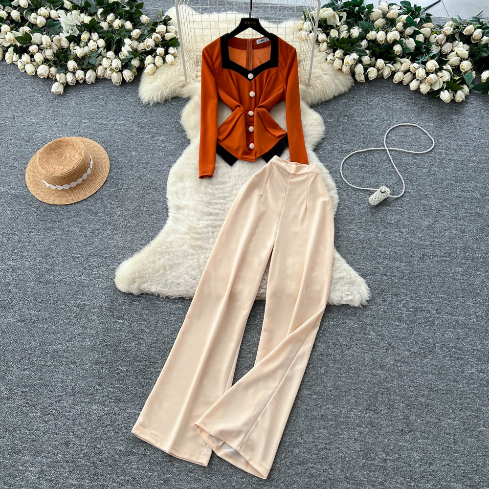 Long sleeve long pants fashion tops a set