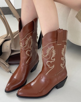 Winter embroidery women's boots high-heeled boots
