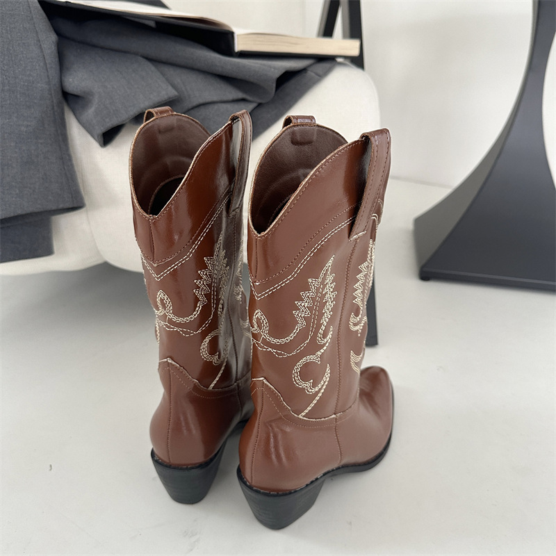 Winter embroidery women's boots high-heeled boots