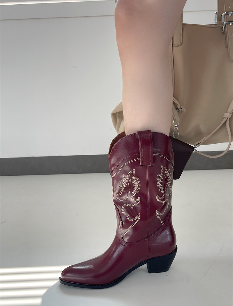 Winter embroidery women's boots high-heeled boots