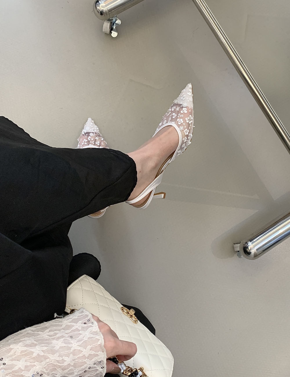 Low spring high-heeled shoes mesh sandals for women