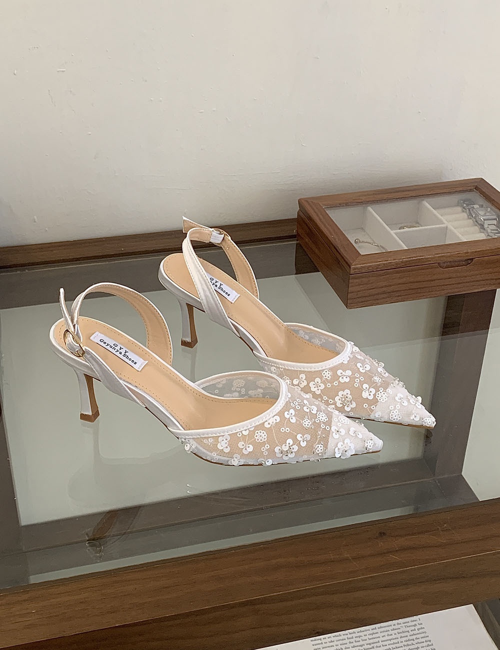 Low spring high-heeled shoes mesh sandals for women