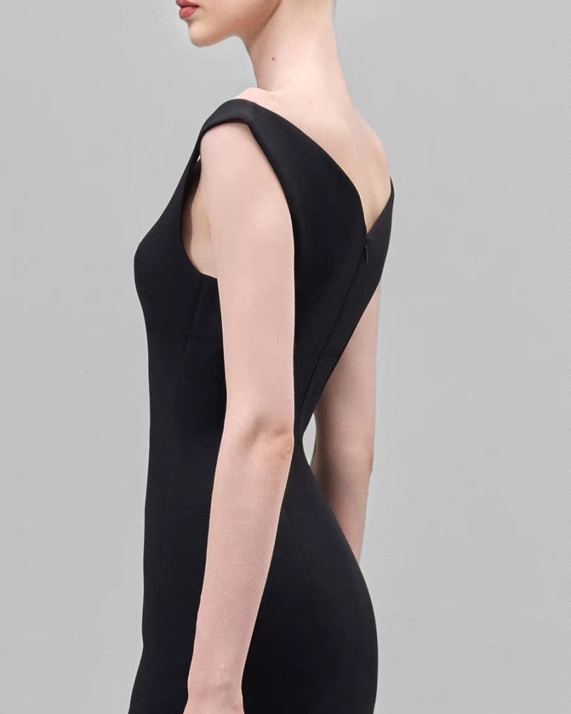 Temperament simple dress high pinched waist long dress